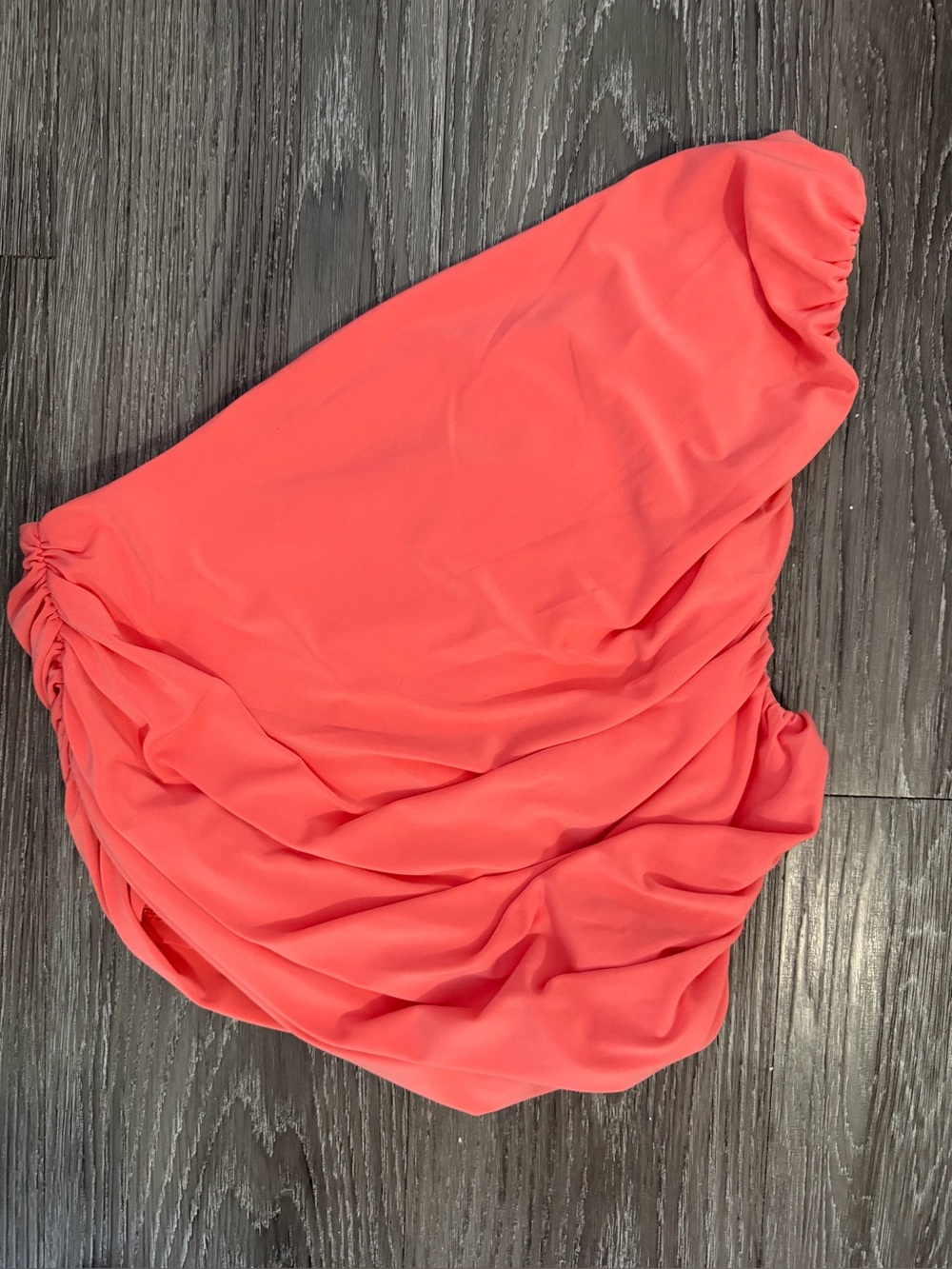 Express Coral One-Shoulder Ruched Tunic